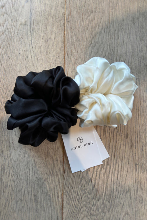 Anine Bing | Pearl Scrunchie 2-Pack - Ivory/Black