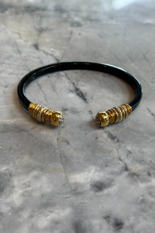 Gas Bijoux | Sari Strass Acetate Bracelet - Black/Gold