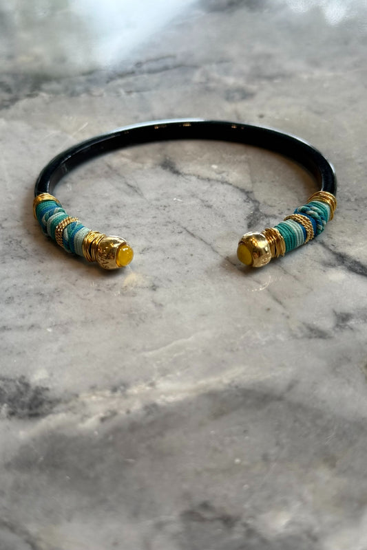 Gas Bijoux | Sari Acetate Bracelet - Black/Gold/Blue
