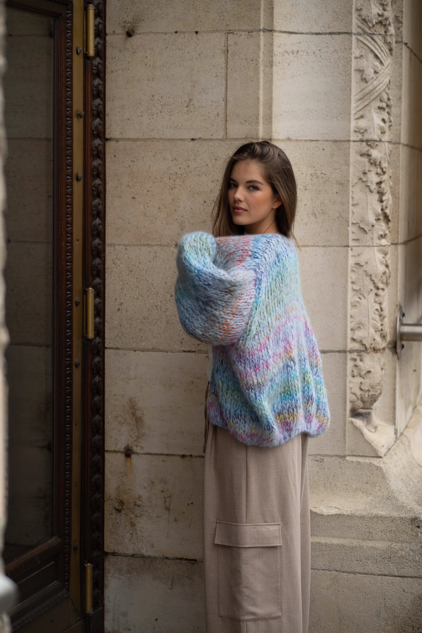 Les Tricots d’O |Brigitte Cardigan Short - Jeans Blue Multi