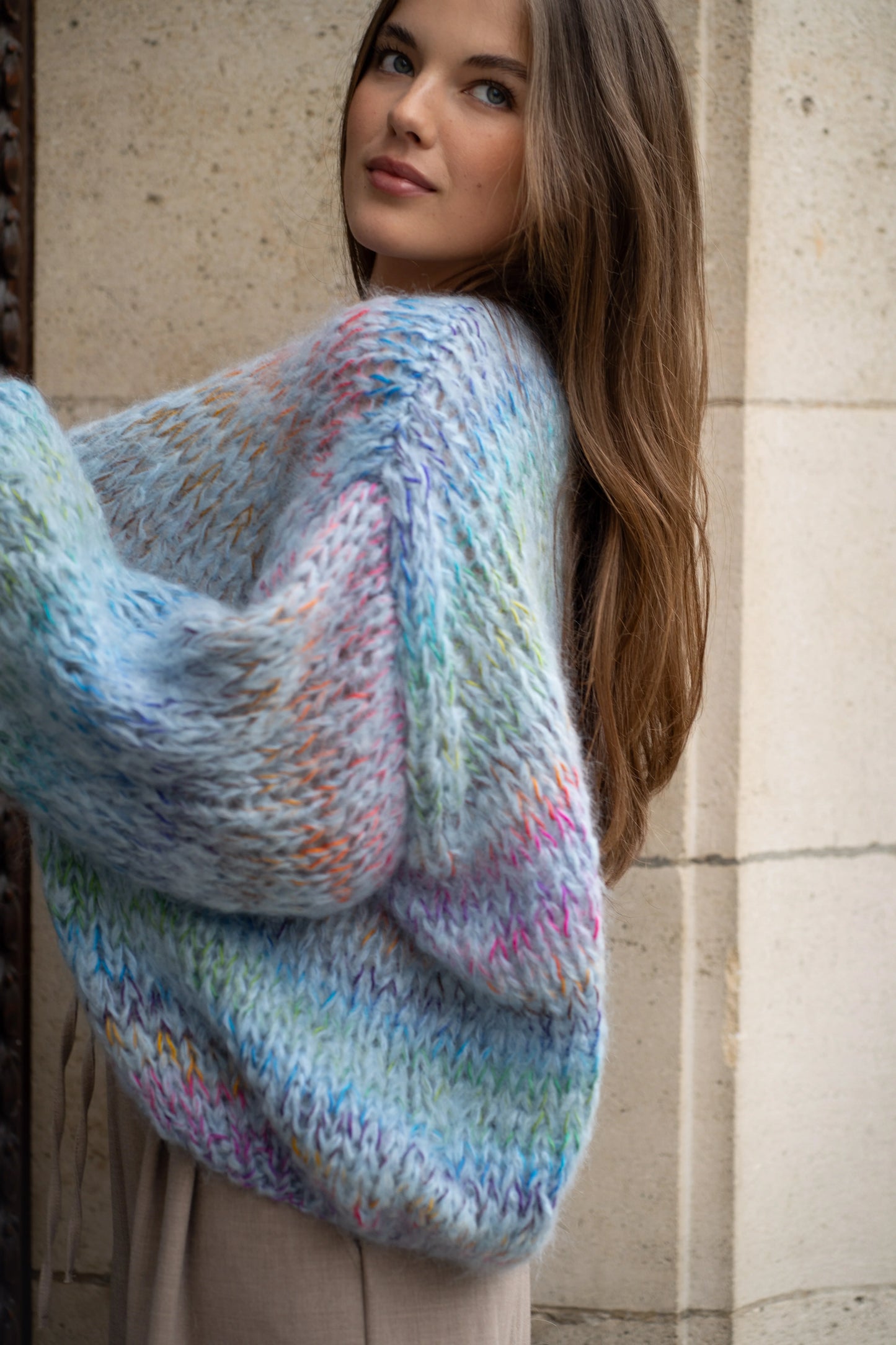 Les Tricots d’O |Brigitte Cardigan Short - Jeans Blue Multi