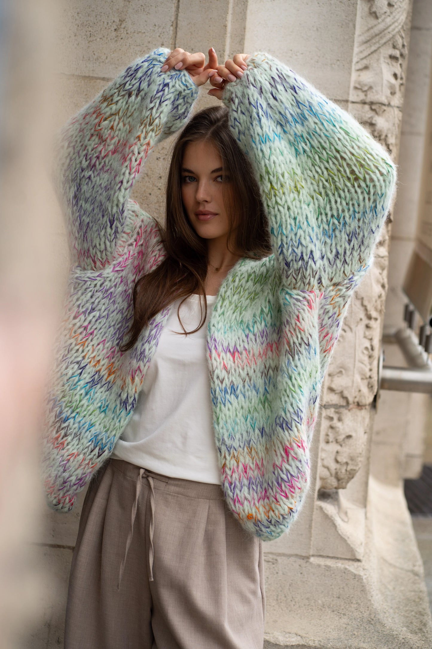 Les Tricots d'O | Isa Cardigan Short - Mint Multi