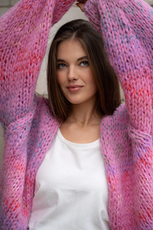 Les Tricots d'O | Isa Cardigan Short - Candy Pink Multi