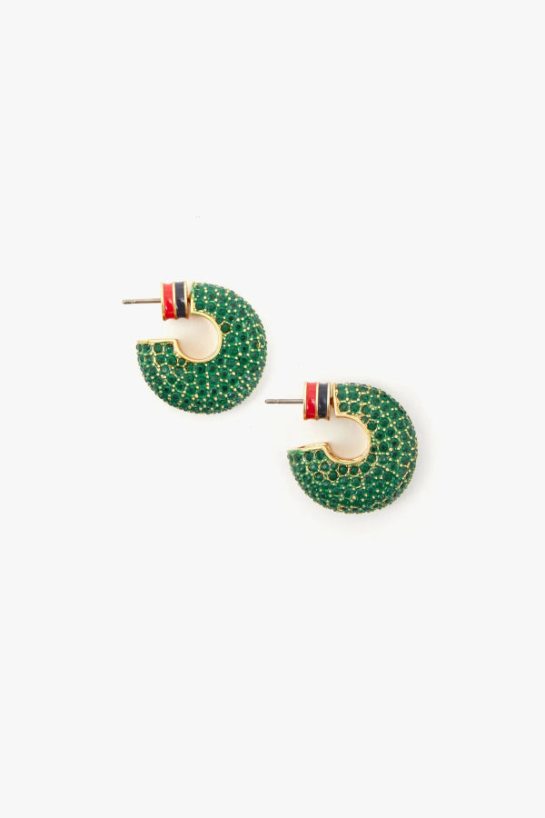 Clare V | Le Hoop Pave Earrings - Emerald