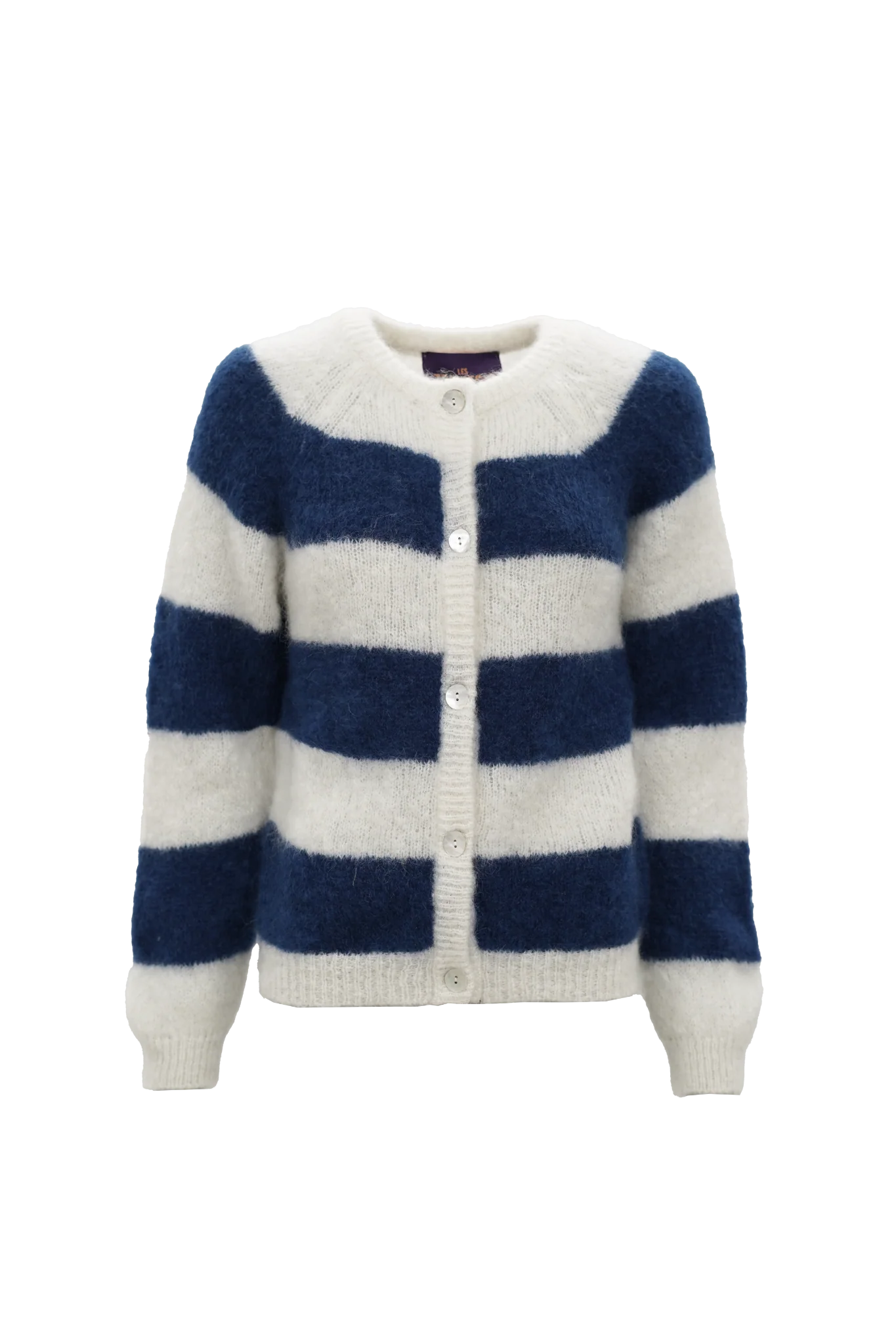 Les Tricots D'o | Alice Cardigan - Striped Off White / Blue