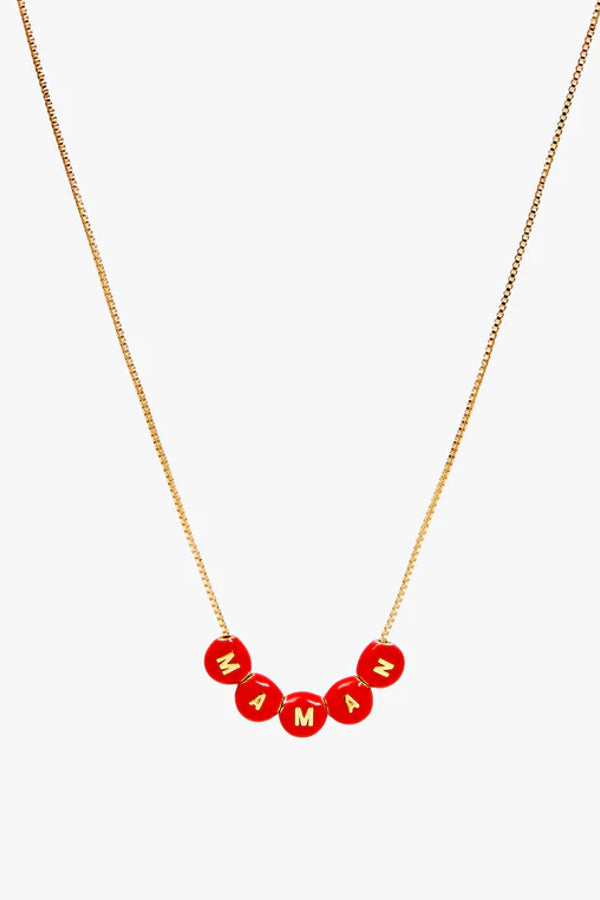 Clare V | Maman Bead Necklace - Poppy/Gold