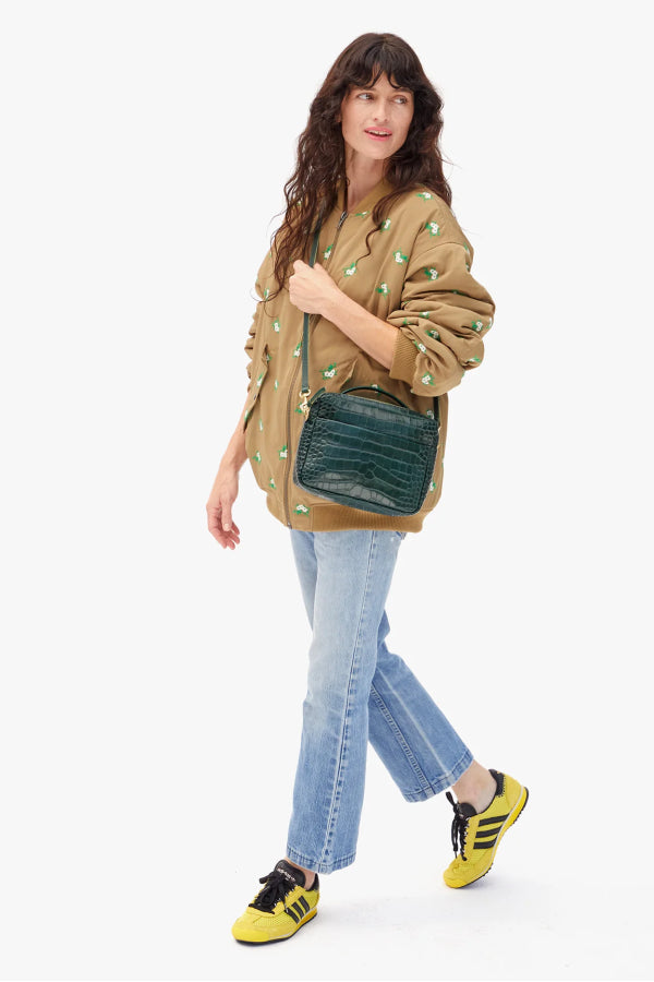 Clare V. | Mirabel Embossed Croc - Deep Pine