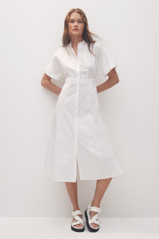 Leo Lin | Audrey Pocket Shirt Midi Dress - Tranquility Swallow Print