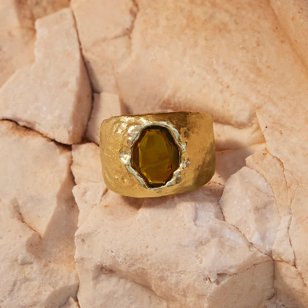 Agapée | Carmen Olive Green Ring - Gold