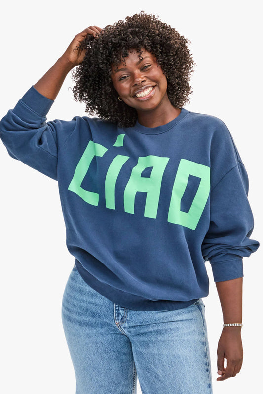 Clare V | Oversized Sweatshirt Ciao - Navy