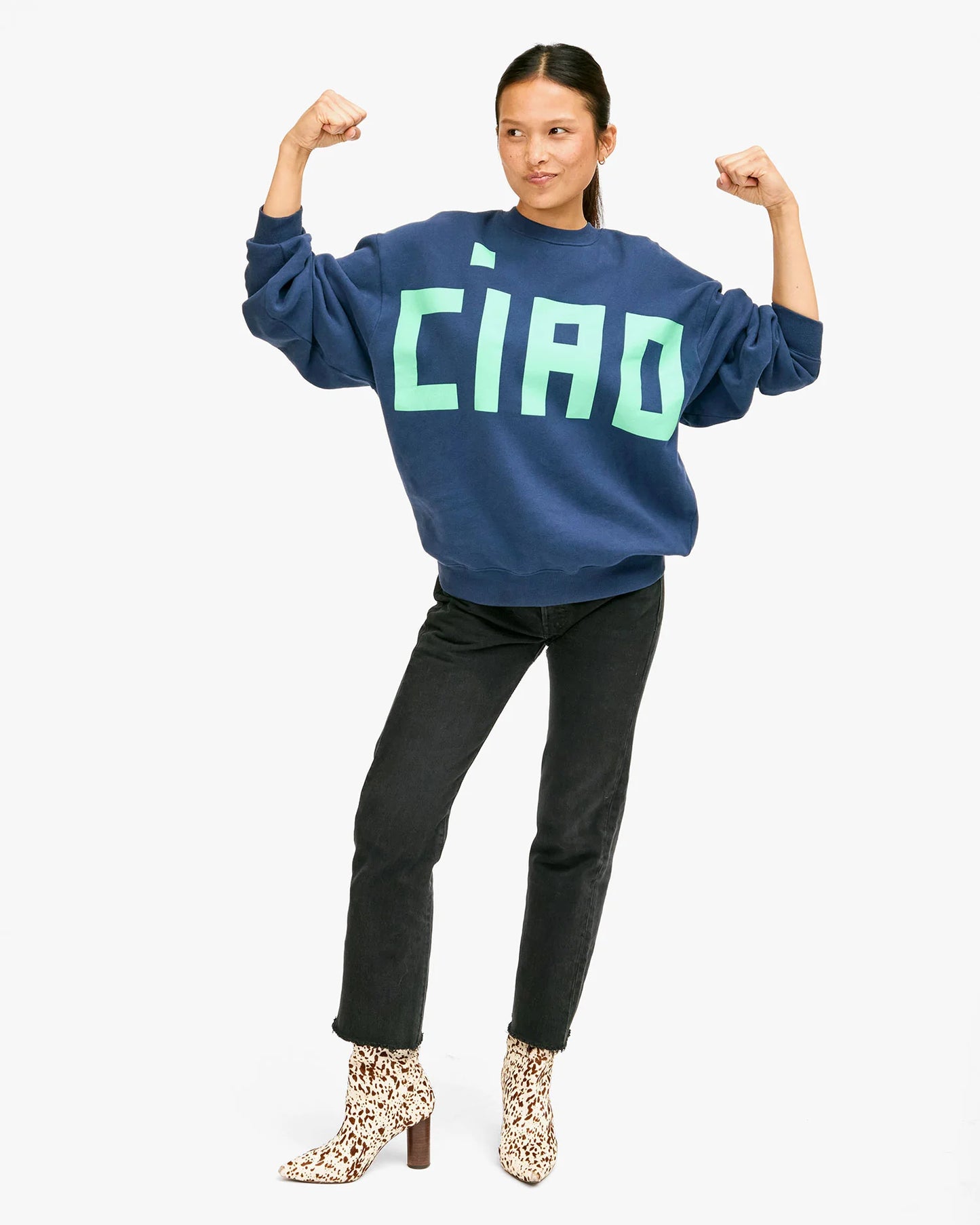 Clare V | Oversized Sweatshirt Ciao - Navy