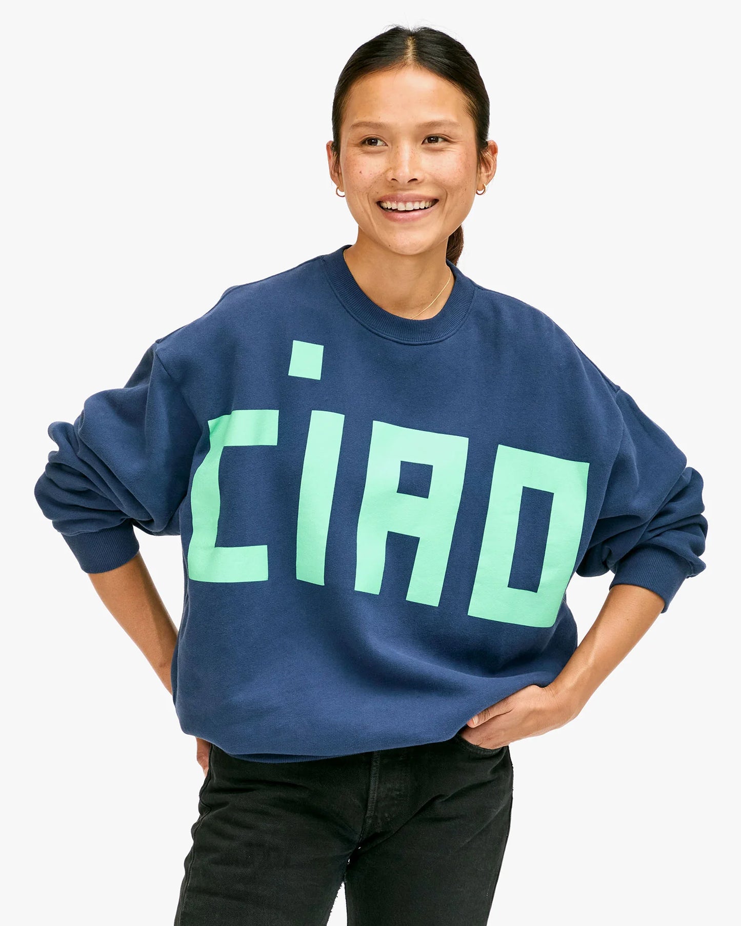 Clare V | Oversized Sweatshirt Ciao - Navy