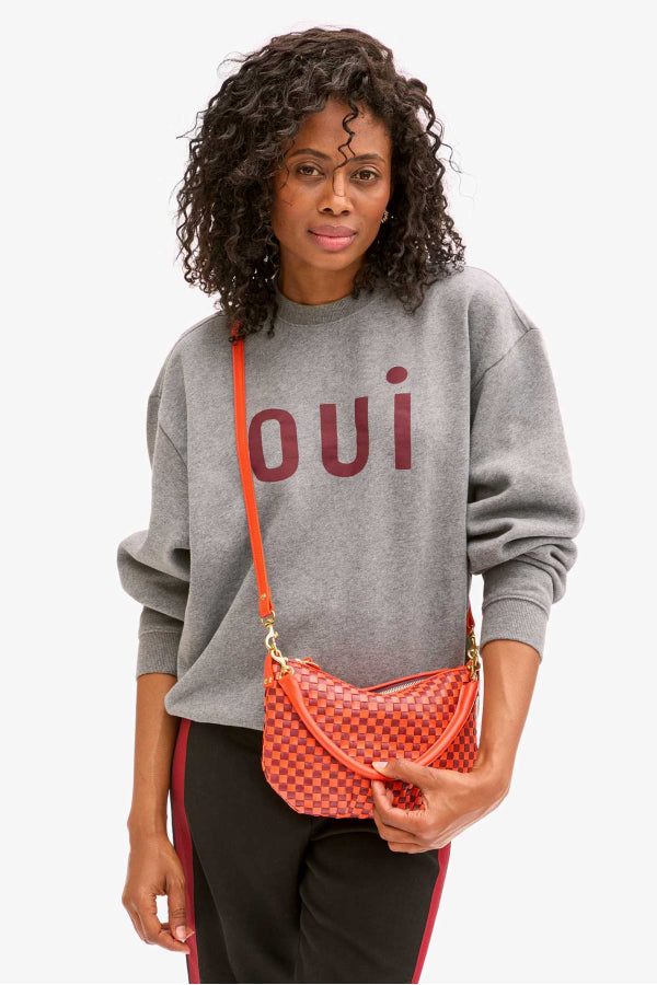 Clare V | Oversized Sweatshirt Oui - Grey Marle / Bordeaux