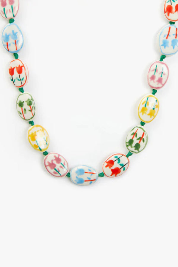 Clare V | Porcelain Flower Strand Collar - Multi Colour