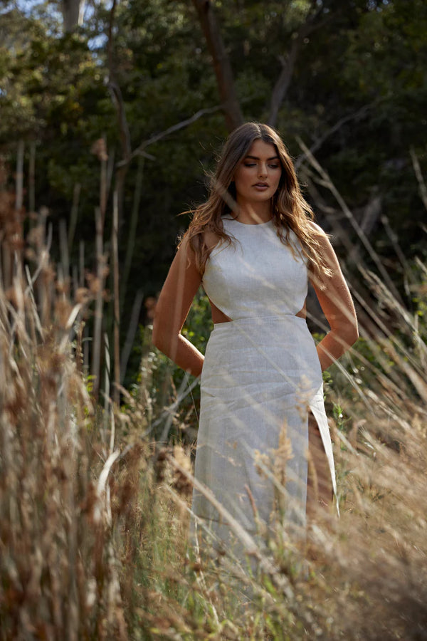 Victoria Bliss | She Is Fearless Midi Dress - Natural