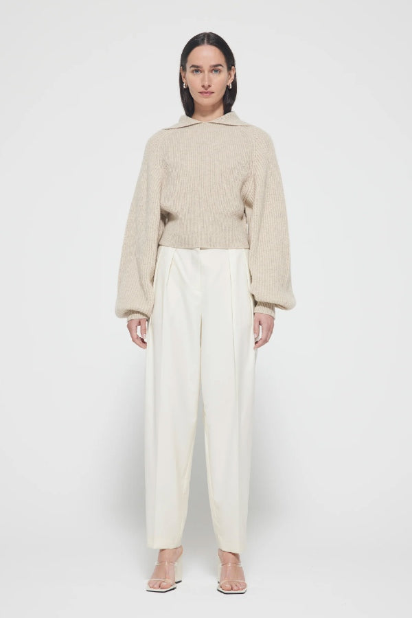 RÓHE | Cashmere Wide Collar Knit - Stone