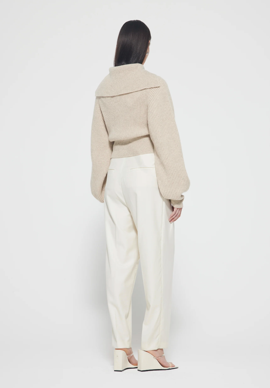 RÓHE | Cashmere Wide Collar Knit - Stone