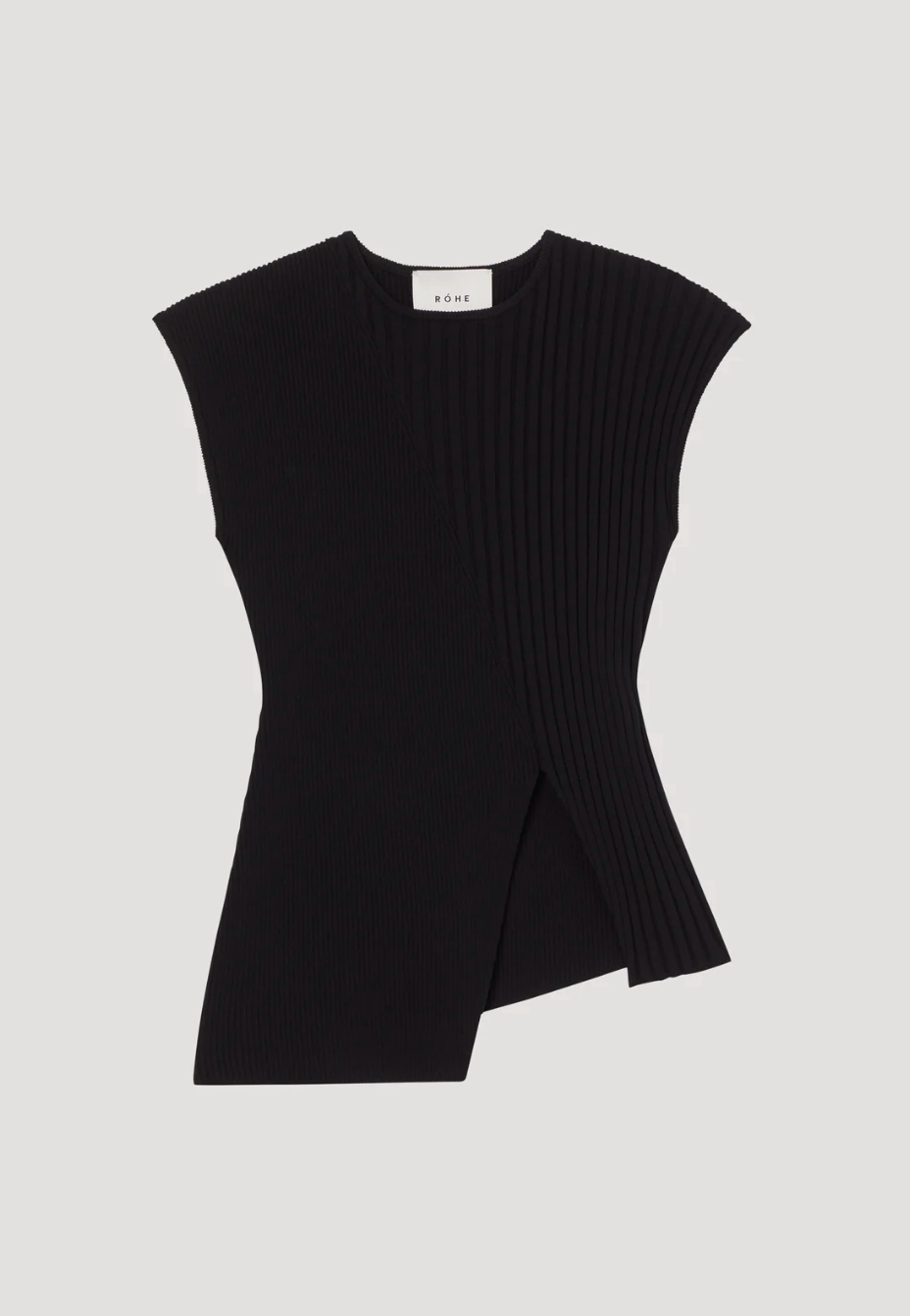 RÓHE | Asymmetric Sleeveless Knitted Top - Noir