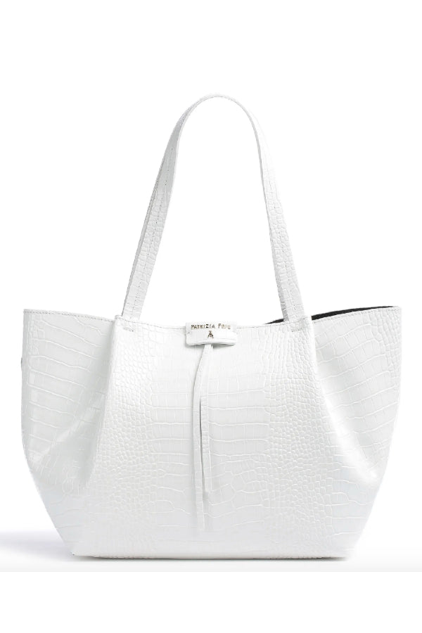 Patrizia Pepe | City Croco Tote Bag - White