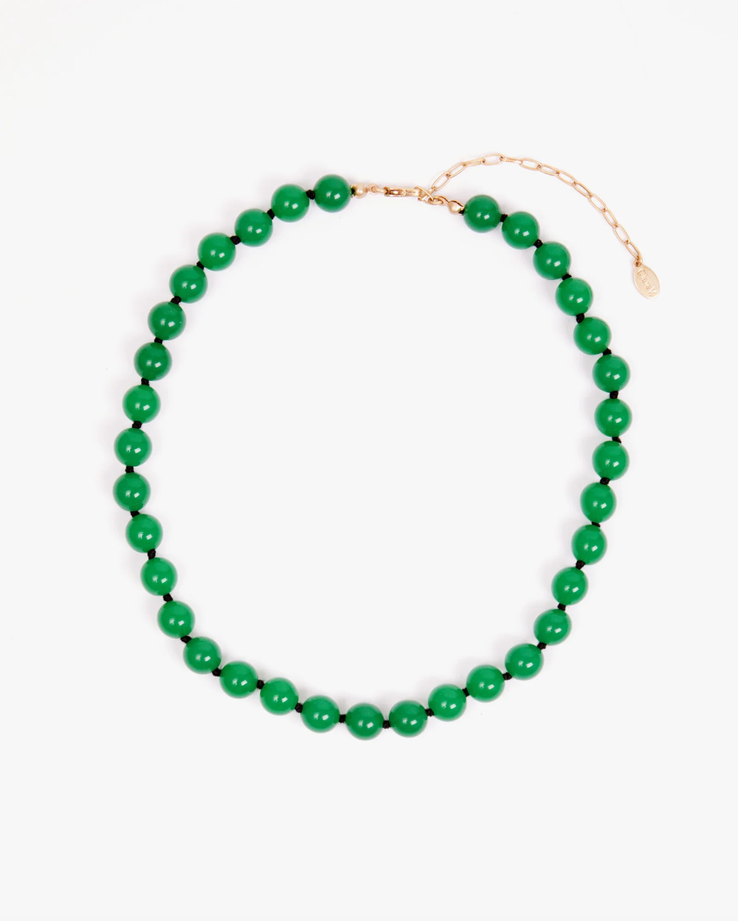 Clare V | Beaded Glass Necklace - 16" Emerald