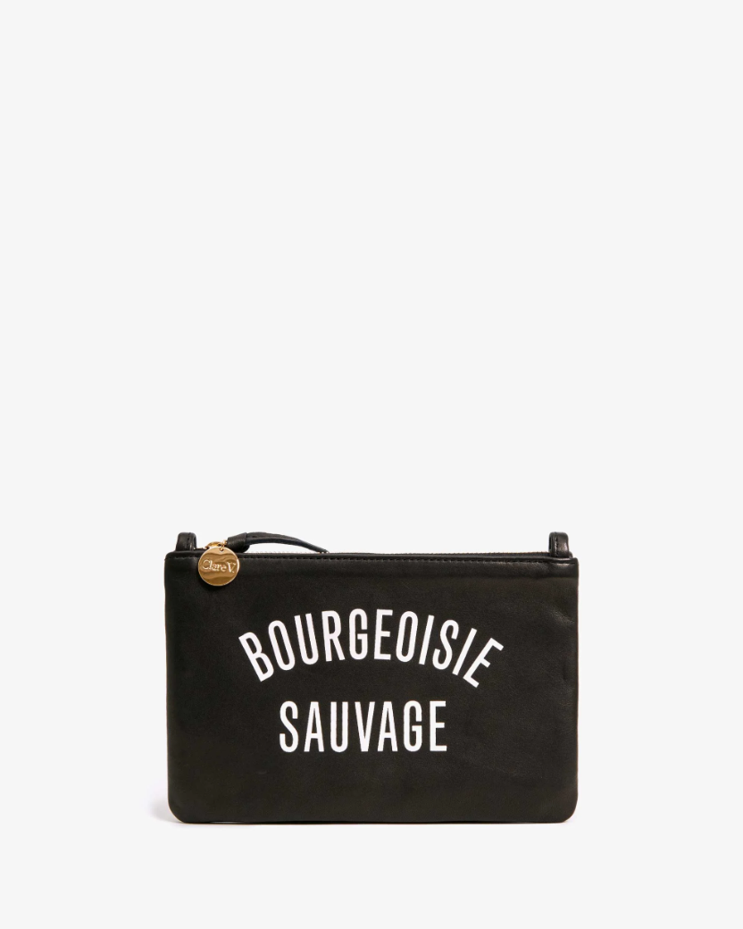 Clare V | Bourgeoisie Sauvage Wallet Clutch - Black/Cream