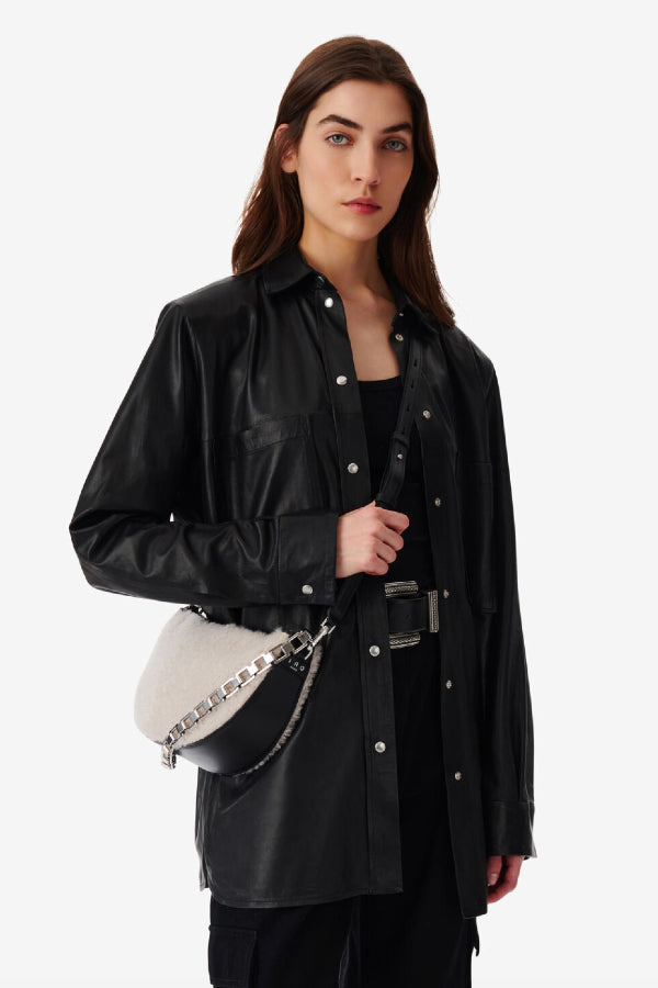 IRO Paris | Arc XL Fur Crossbody Bag - Black