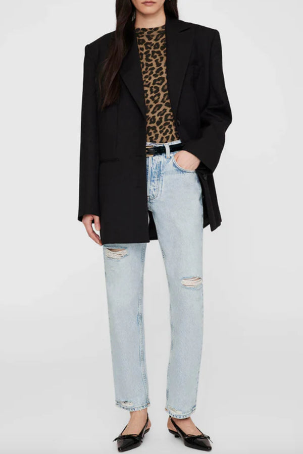 Anine Bing | Avi Tee - Black and Brown Leopard