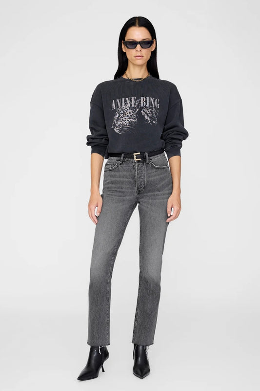 Anine Bing | Spencer Leopard Sweatshirt - Washed Black