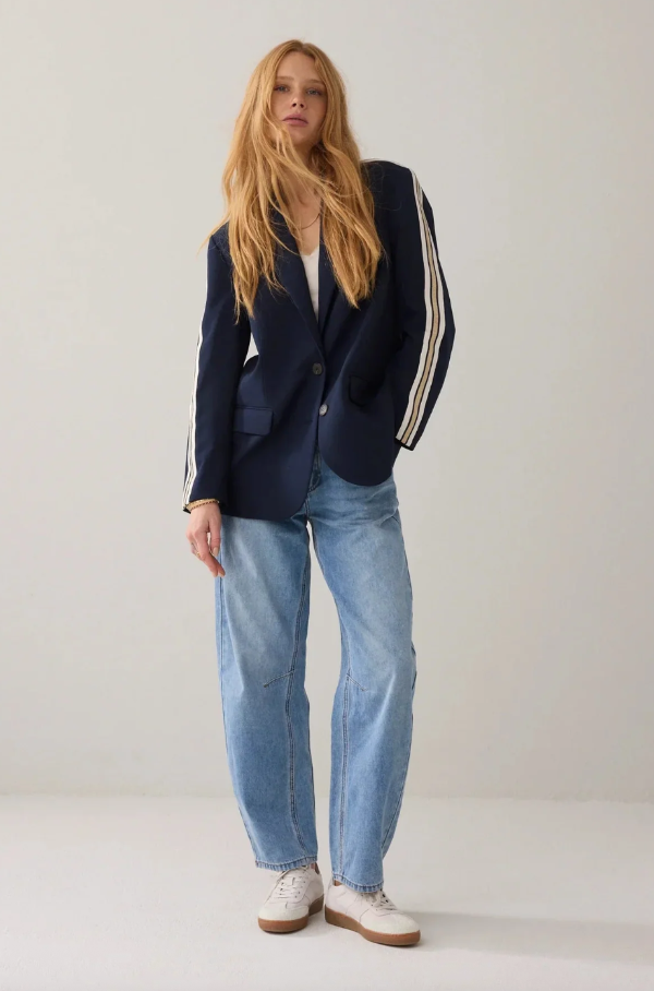 summum || Blazer with Tape Blend - Midnight Blue