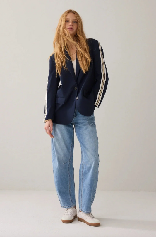 summum || Blazer with Tape Blend - Midnight Blue