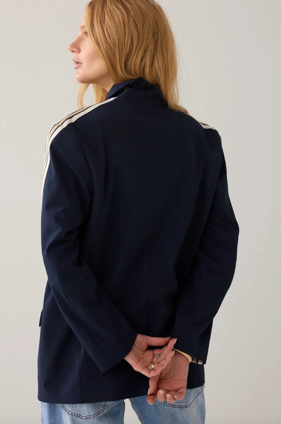 summum || Blazer with Tape Blend - Midnight Blue