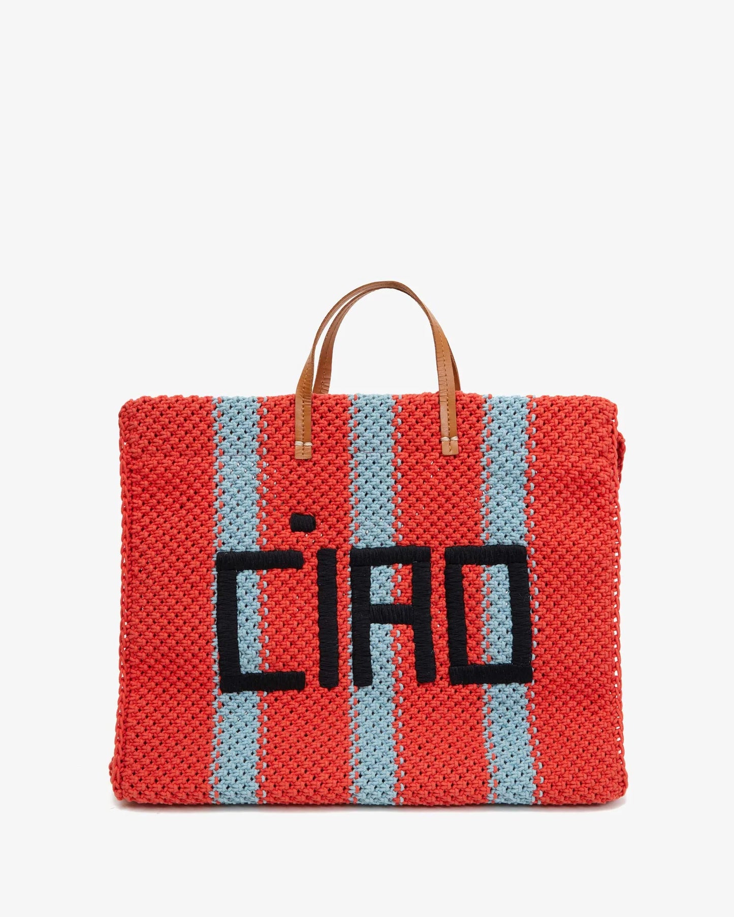 Clare V | Summer Simple Ciao Crochet Tote - Poppy / Blue