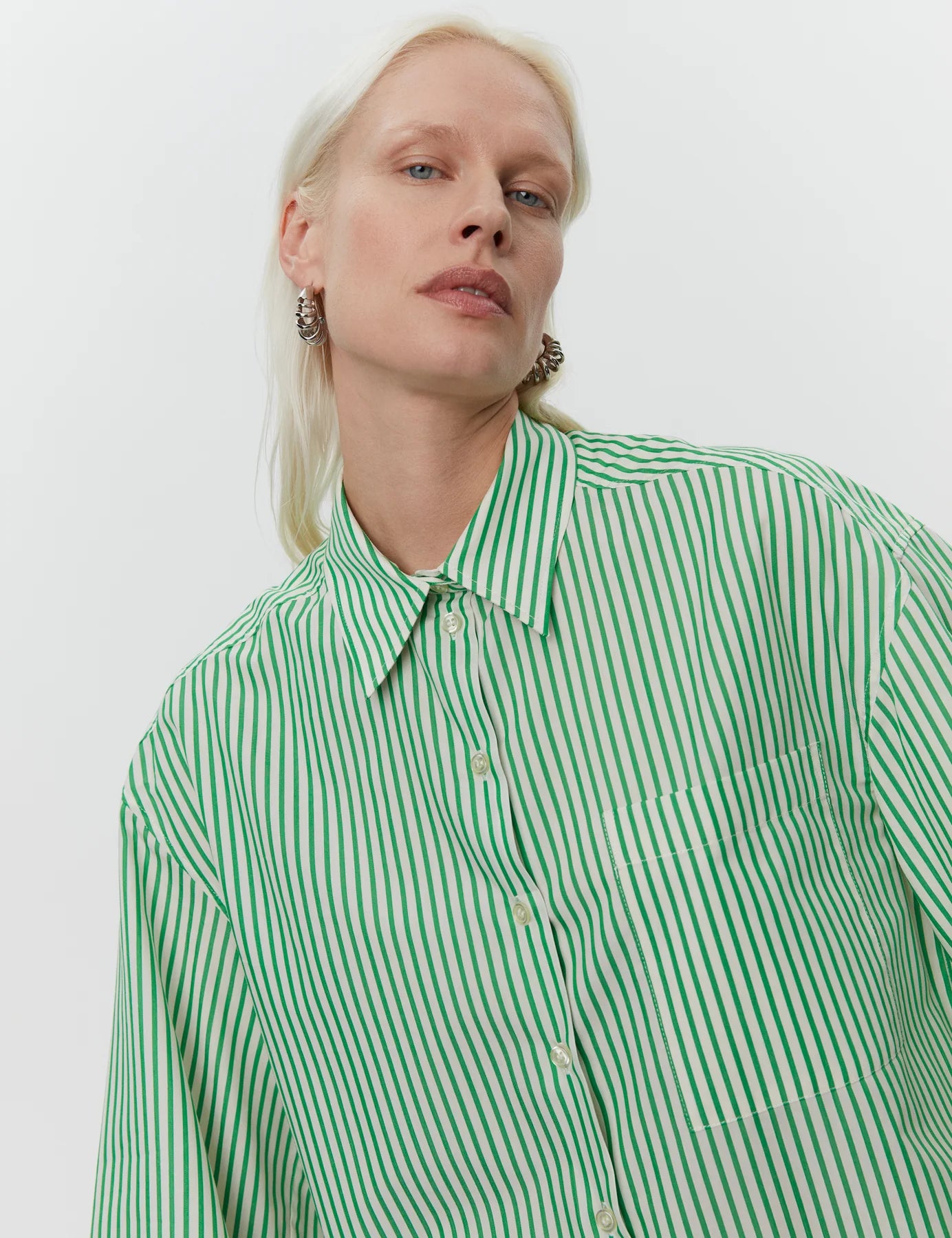 Day Birger | Tan Daily Classic Stripe Shirt - Fern Green