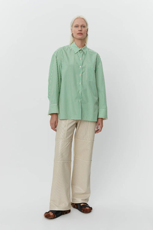 Day Birger | Tan Daily Classic Stripe Shirt - Fern Green