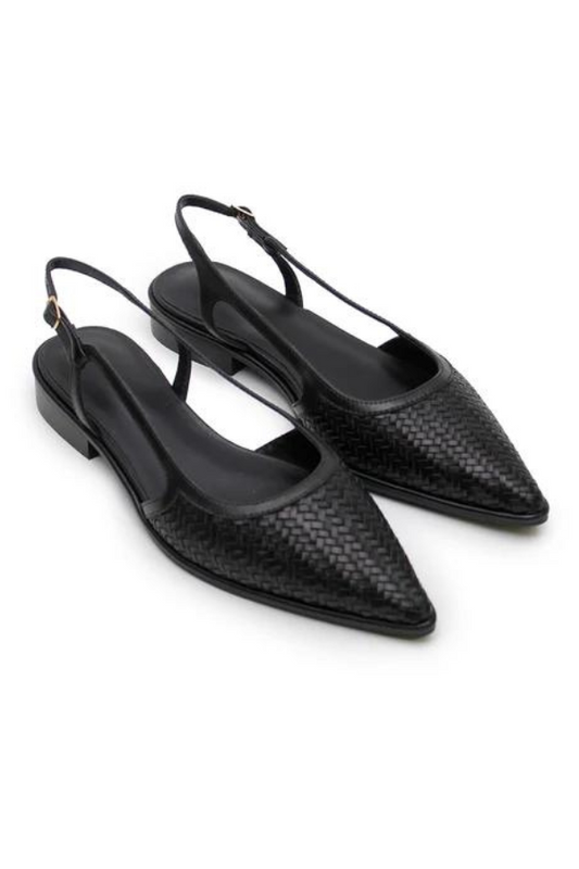 La Tribe | Woven Sling Back Flat - Black