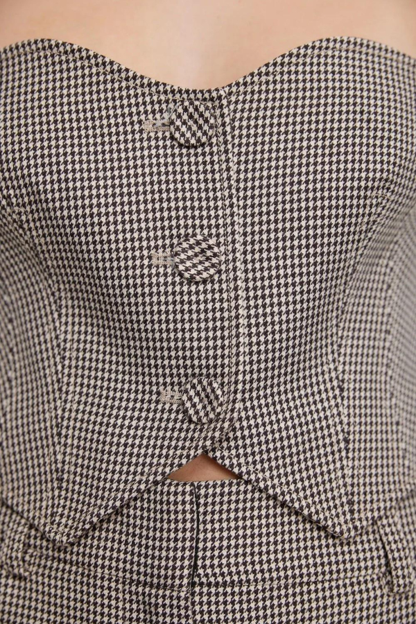 Acler | Barcroft Top - Oak Houndstooth