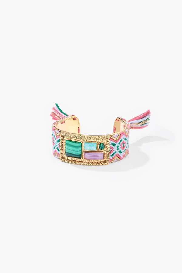 Aurélie Bidermann | Malli Bracelet - Amazonite/Malachite/Violet Jade