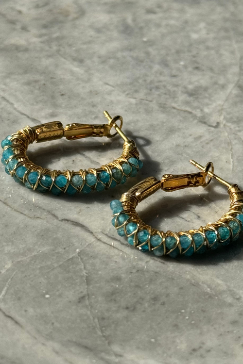 Gas Bijoux | Gold Lyre Hoop Earrings - Blue