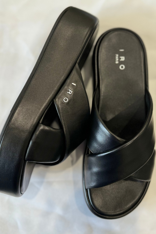 IRO Paris | Tutti Leather Platform Mules - Black