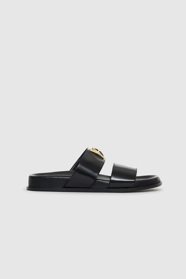 Anine Bing | Parker Slides Monogram - High Shine Black