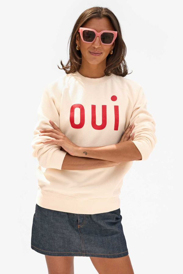 Clare V | Oversized Sweatshirt Oui - Cream