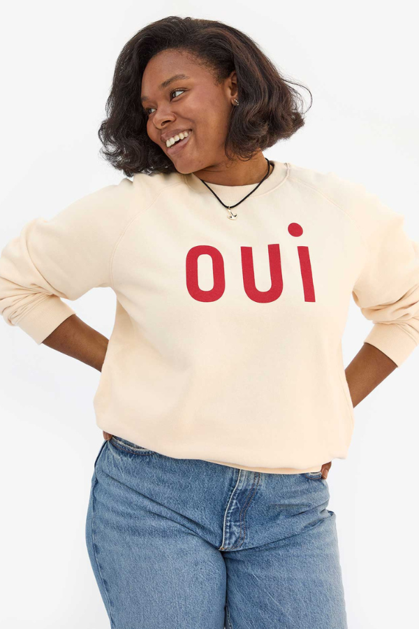 Clare V | Oversized Sweatshirt Oui - Cream