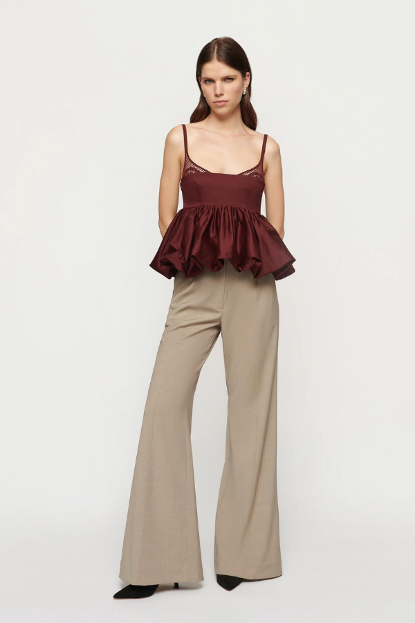 CLEA | Mimi Peplum Top - Cabernet