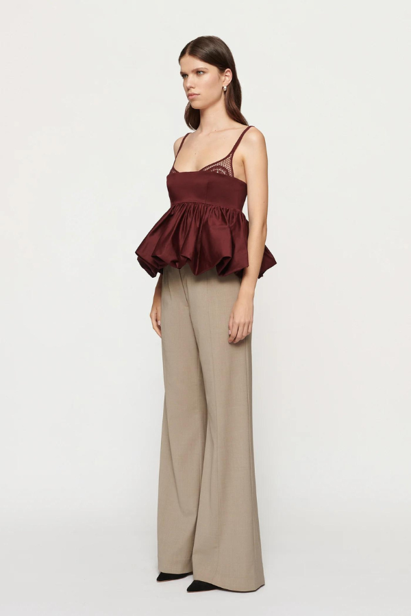 CLEA | Mimi Peplum Top - Cabernet