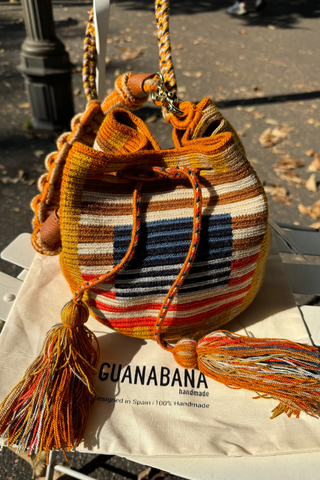 Guanabana | Crossbody Bag With Macrame - Green & Beige