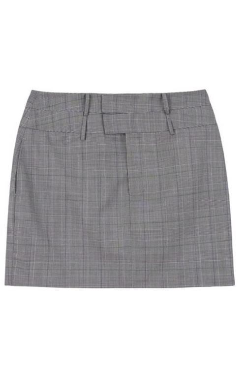 Ailiere | Plaid Wool Mini Skirt - Grey