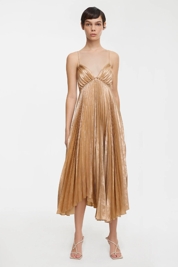 Acler | Rothbury Midi Dress - Metallic Caramel