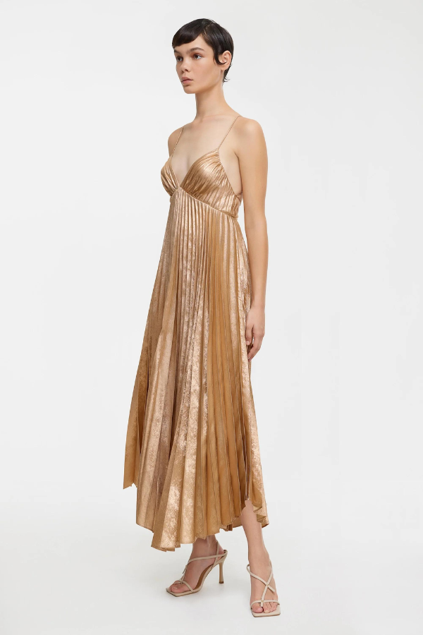 Acler | Rothbury Midi Dress - Metallic Caramel