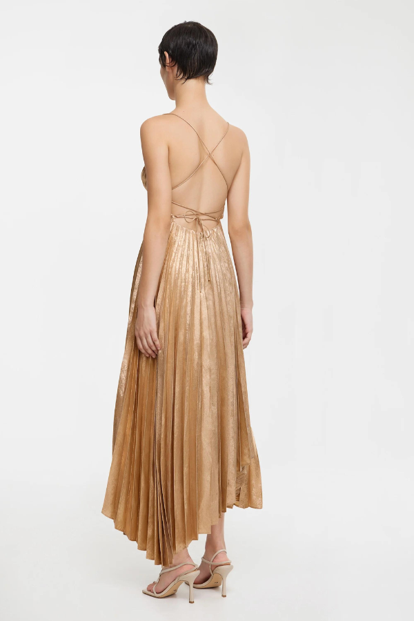 Acler | Rothbury Midi Dress - Metallic Caramel