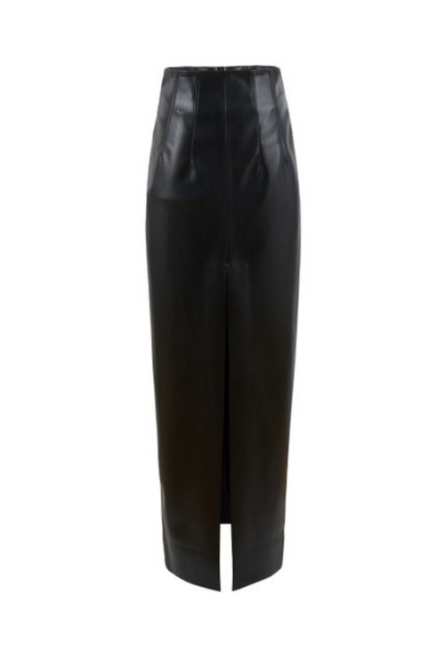 Ailiere | Faux Leather Skirt - Black